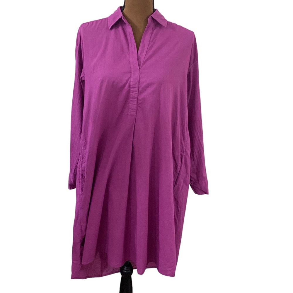 Xirena Blayke cotton poplin shirt dress in purple wine size XS